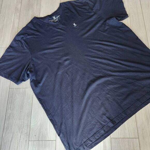 Psycho Bunny T Shirt Mens 5XL Big & Tall Navy Blue Embroidered Logo V Neck - Picture 1 of 3